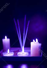Burning candles set
