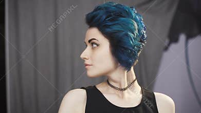 Fashion Art Girl Portrait. Punk Style.