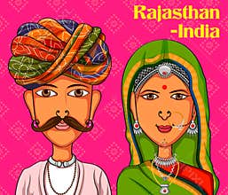 Rajasthanii Couple in traditional costume of Rajasthan, India
