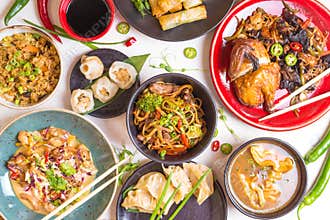Assorted Chinese food set, toned