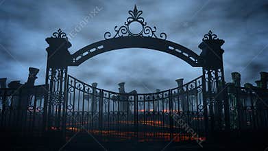 Horror night cemetery, grave. Moonlight . halloween concept. 3d rendering