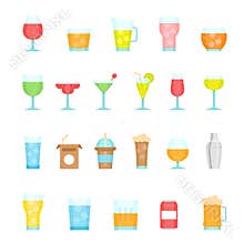 Color icon set - glass and beverage