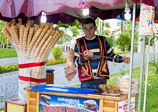 Ice cream worker in Turkey