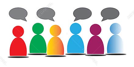 Colorful people with conversation bubbles