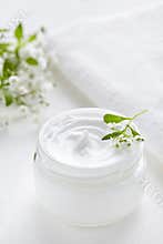 Medical herbal cosmetic cream with flowers hygienic skincare product