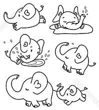 Vector elephants cartoons.