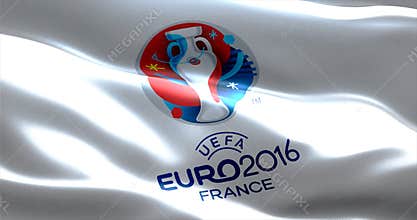 Official logo of the euro 2016 UEFA European Championship in France, flag