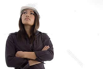 Folded arms female architect