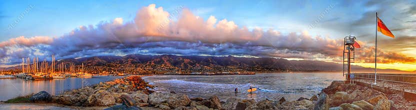 Sunrise Breakwater Santa Barbara California