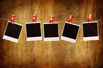 Photo frames with christmas ornaments