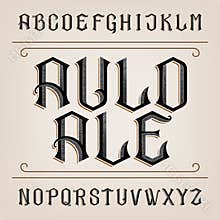 Old alphabet vector font. Distressed hand drawn letters.