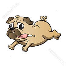 Vector sketch cute dog pug breed