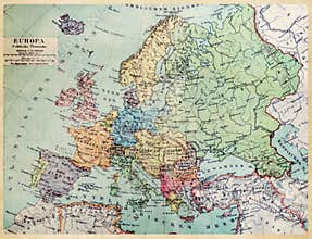 Historical map of old Europe.