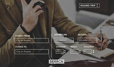 Booking Transportation Departure Arrive Flight Concept