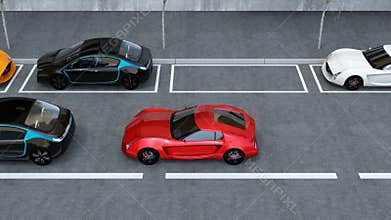 Blue truck avoid traffic accident by automatic braking system