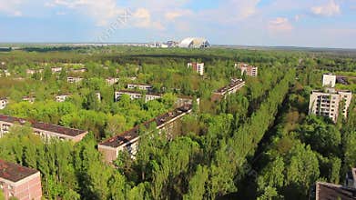 Chernobyl. Pripyat 2. Aerial view. Copter.