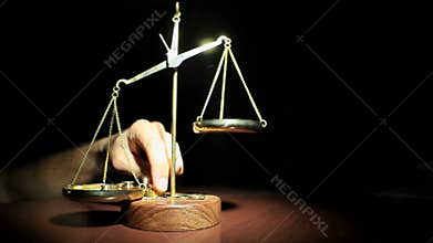 Man Adding Big Weight On Balance Scales