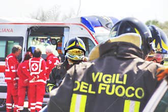 Rescue simulation of accident. Simulation of road accidents.