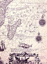 Ancient sea chart, details