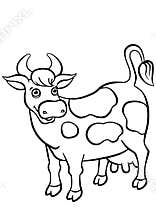 Coloring pages. Animals. Cute cow.