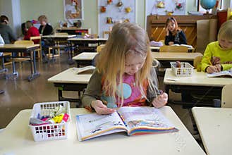 Counting girl at primary school