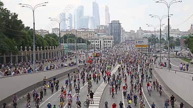 Bicycle parade in Moscow in support of the Cycling infrastructure development, Moscow