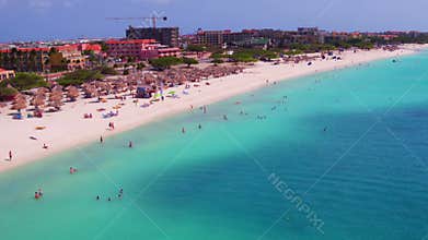 Aerial from Eagle beach on Aruba island