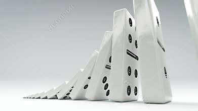 Domino effect from little to big. A chain of dominos of increasing size.