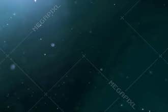 Abstract deep blue ocean waves from underwater background with micro particles dust flowing, light rays shining
