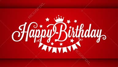 Happy Birthday Card On Red Background