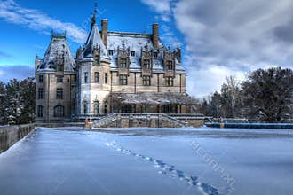 Biltmore House From The Tea Room In Snow