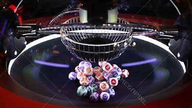 Colourful lottery balls in a sphere