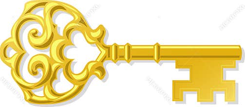 Ornate Antique Gold Key/eps