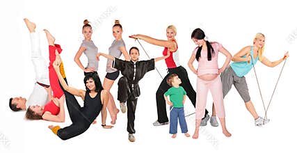 Sports people group, collage