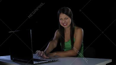 The girl disgusted by watching videos in internet