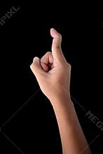 Hand of male trigger finger isolated on black