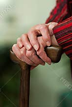 Disabled senior walking stick with a smile