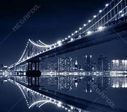 Manhattan Bridge At Night, New York City