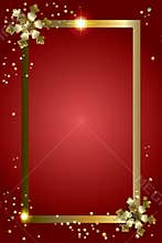 Christmas frame 2027 decoration sign gold lights snowflakes confetti red background vectot template blank page