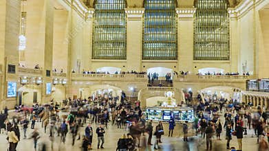 New York City, USA - OKTOBER 26, 2016: Motion pan timelapse: Grand Central Station in New York City time lapse with