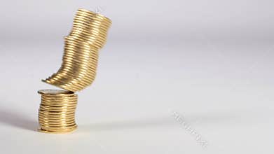 Crash of pile of coins