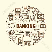 Banking minimal thin line icons set
