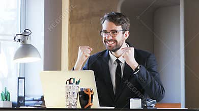Young Businessman Excited During Work