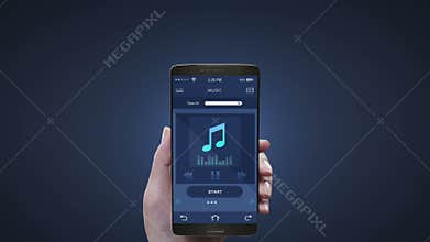 Touching application on mobile screen, Listening mobile music, entertainment music player. 3D icon animation.