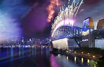 Fireworks Sydney Harbour Bridge Australia