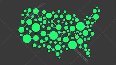 USA Green Network Map. Concept for Networking, Technology and Connections. Motion Graphic
