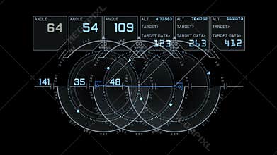 4k Radar GPS signal tech screen display,science sci-fi data computer navigation.