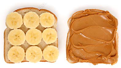 Open Peanut Butter and Banana Sandwich