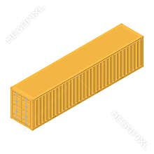 The long sea container isometric, vector illustration.