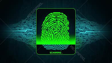The process of fingerprint scanning - digital security system, the result of the fingerprint scan access denied